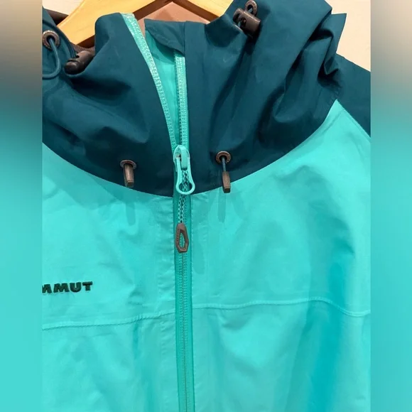 Mammut Gore-Tex Hooded Shell Jacket Men’s XL Teal Blue Waterproof Swiss Design